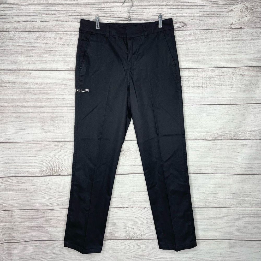 Tesla embroidered logo black pants men’s size 40x32